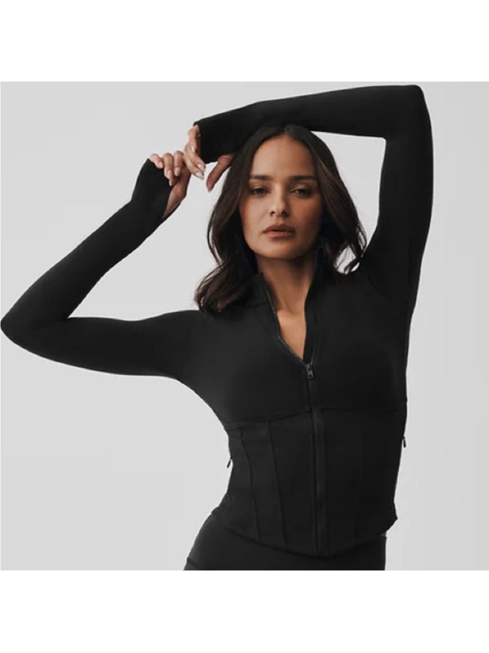 Women's alo Black corset jacket zip up